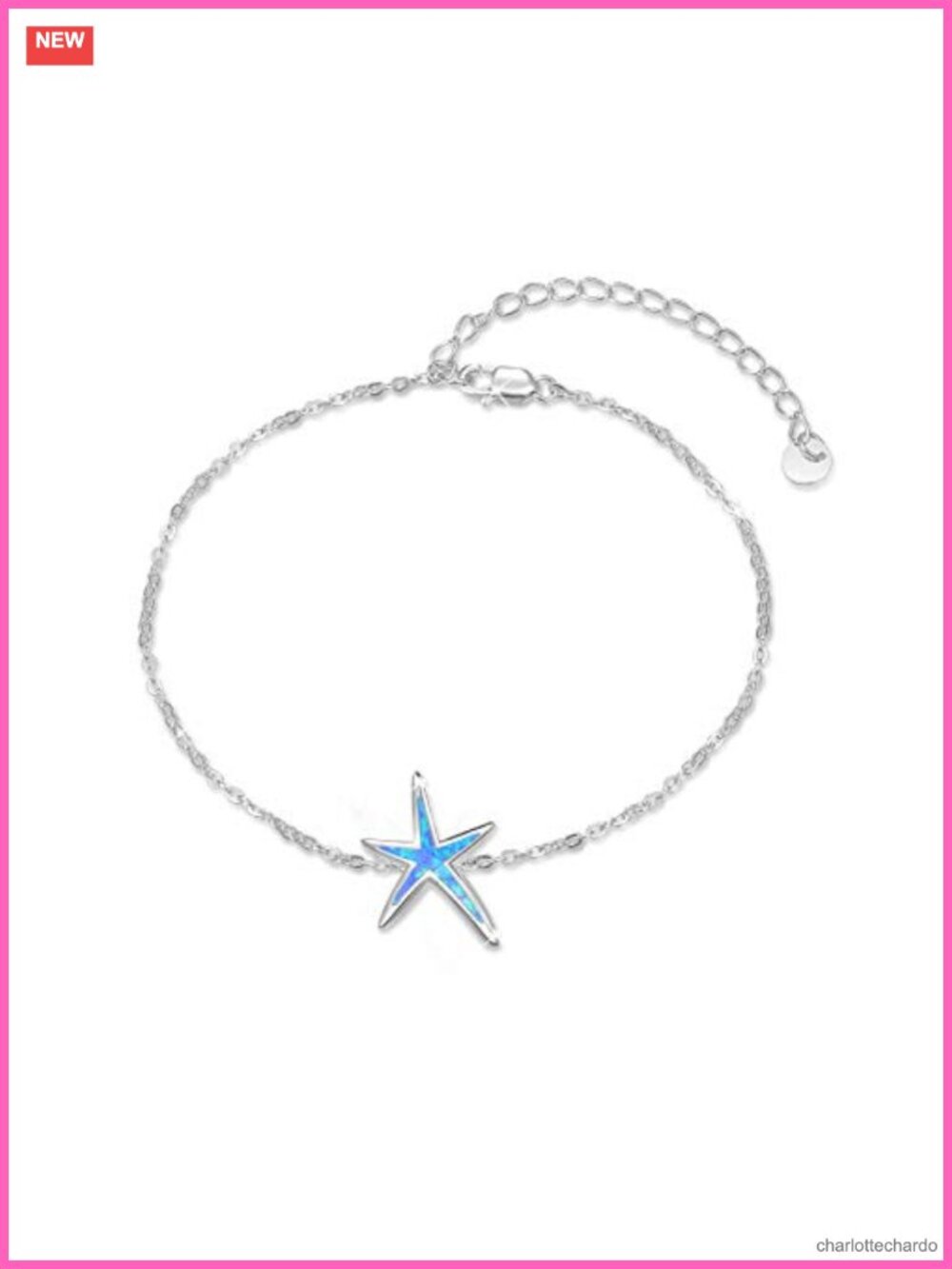 925 Sterling Silver Starfish Bracelet Fire Opal Ocean Jewelry
